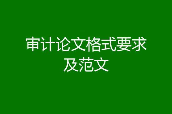 审计论文格式要求及范文
