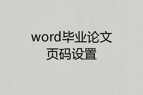 word毕业论文页码设置
