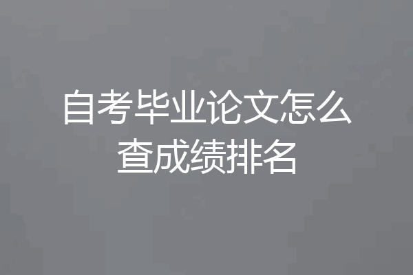 自考毕业论文怎么查成绩排名