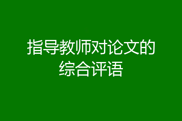 指导教师对论文的综合评语