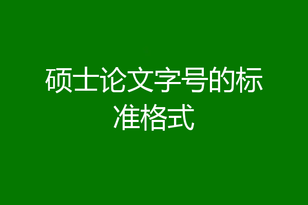 硕士论文字号的标准格式
