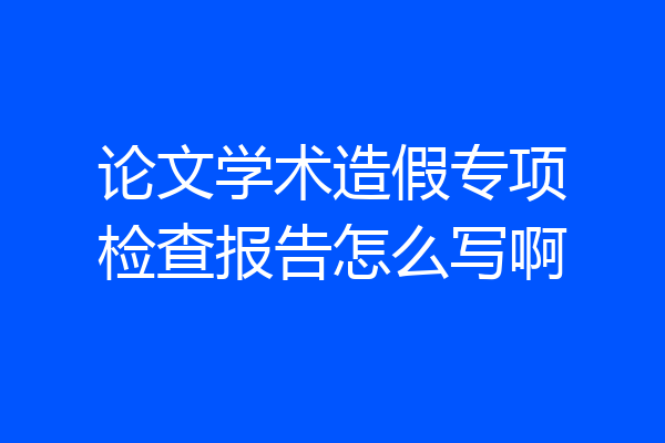 论文学术造假专项检查报告怎么写啊