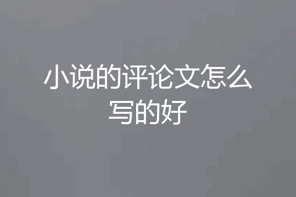 小说的评论文怎么写的好