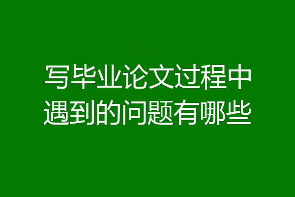 写毕业论文过程中遇到的问题有哪些
