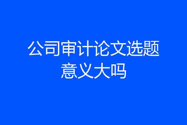 公司审计论文选题意义大吗