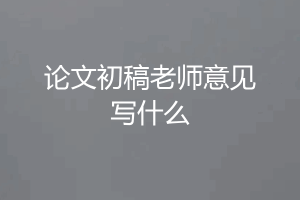 论文初稿老师意见写什么