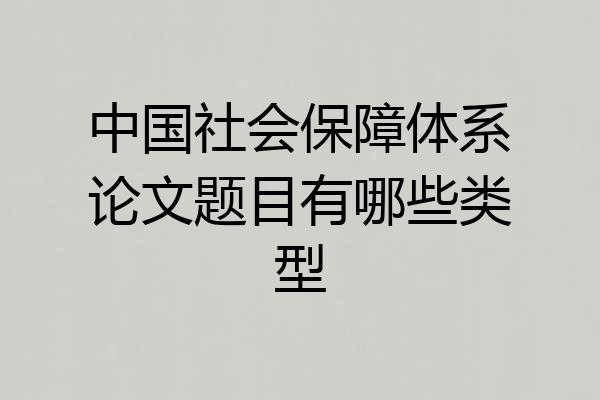 中国社会保障体系论文题目有哪些类型