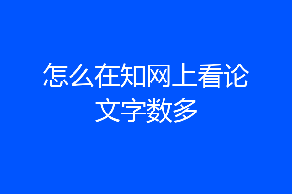 怎么在知网上看论文字数多