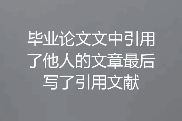 毕业论文文中引用了他人的文章最后写了引用文献