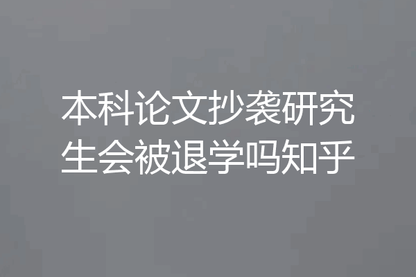 本科论文抄袭研究生会被退学吗知乎