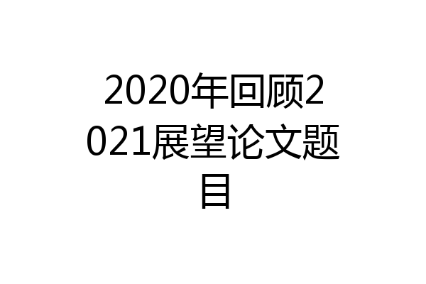 2020年回顾2021展望论文题目