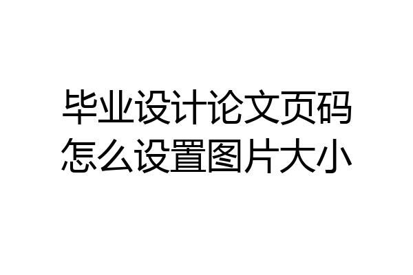 毕业设计论文页码怎么设置图片大小