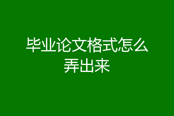 毕业论文格式怎么弄出来