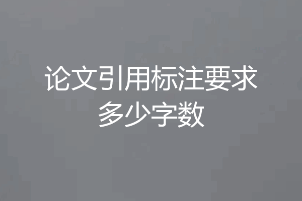 论文引用标注要求多少字数