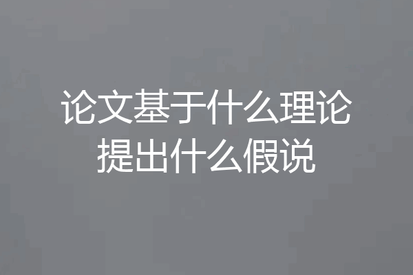 论文基于什么理论提出什么假说