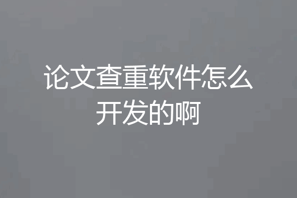 论文查重软件怎么开发的啊