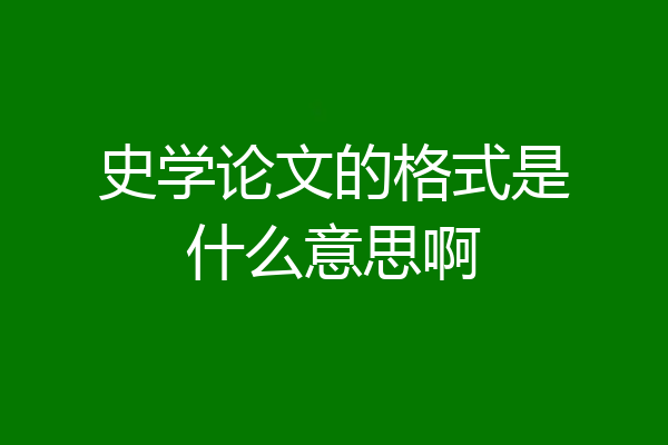 史学论文的格式是什么意思啊