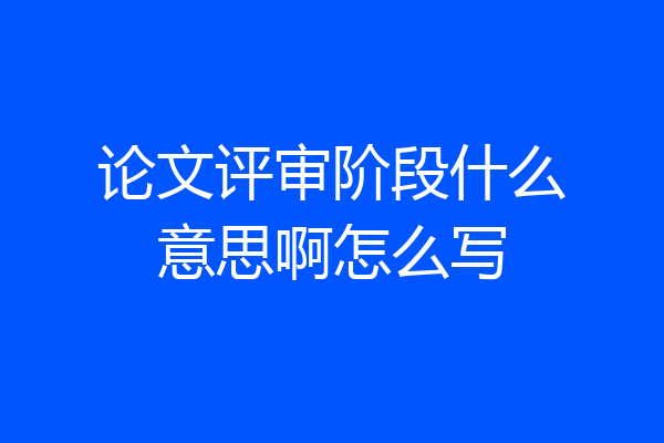 论文评审阶段什么意思啊怎么写