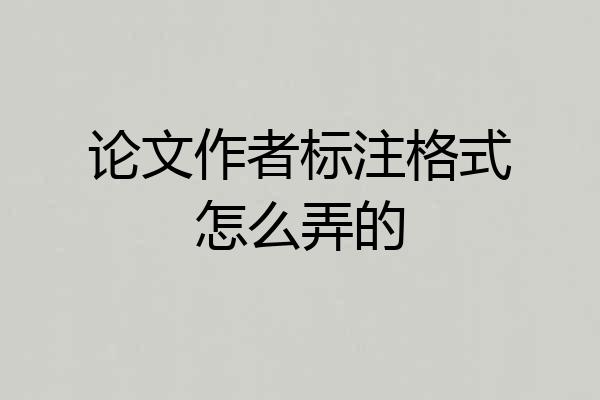 论文作者标注格式怎么弄的