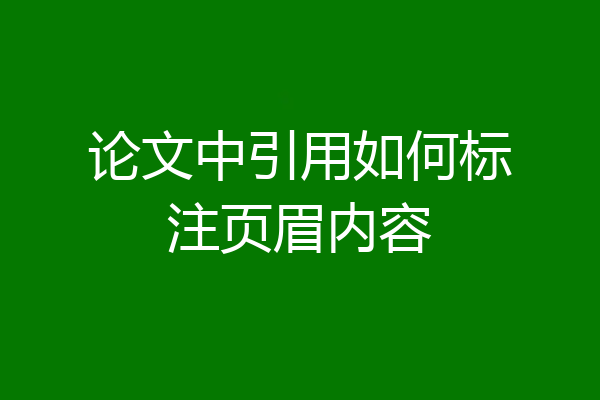 论文中引用如何标注页眉内容