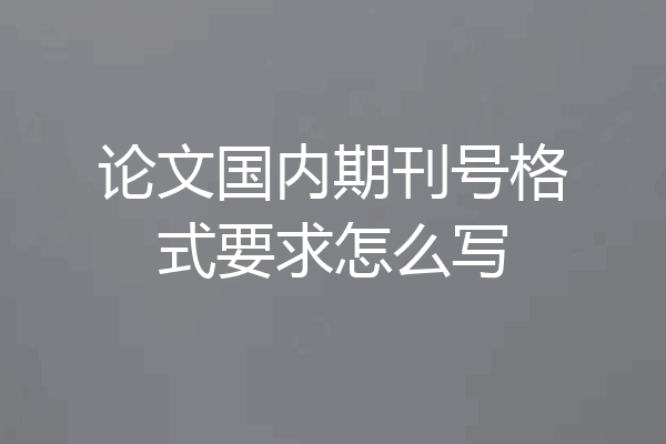 论文国内期刊号格式要求怎么写