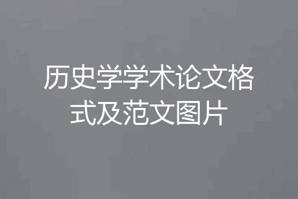 历史学学术论文格式及范文图片