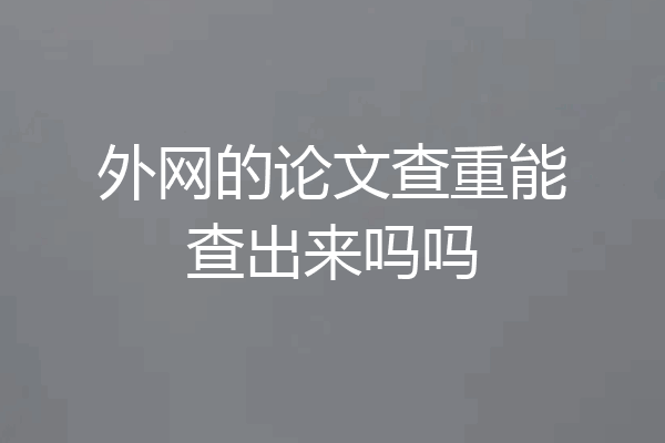 外网的论文查重能查出来吗吗