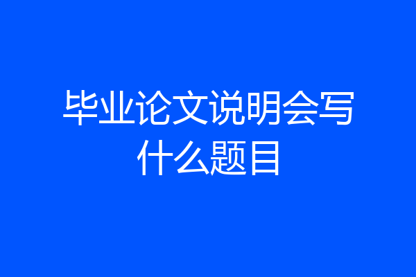 毕业论文说明会写什么题目