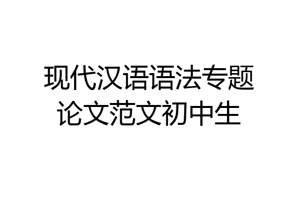 现代汉语语法专题论文范文初中生