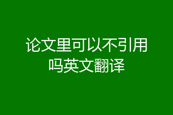 论文里可以不引用吗英文翻译