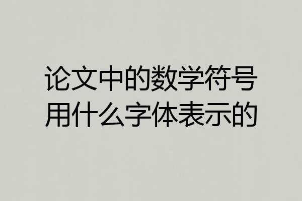 论文中的数学符号用什么字体表示的