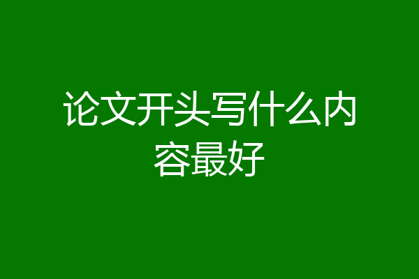 论文开头写什么内容最好