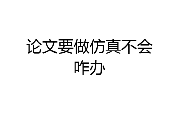 论文要做仿真不会咋办