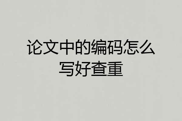 论文中的编码怎么写好查重