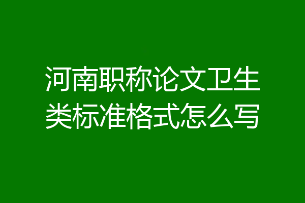 河南职称论文卫生类标准格式怎么写