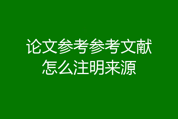 论文参考参考文献怎么注明来源