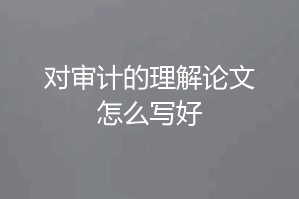 对审计的理解论文怎么写好