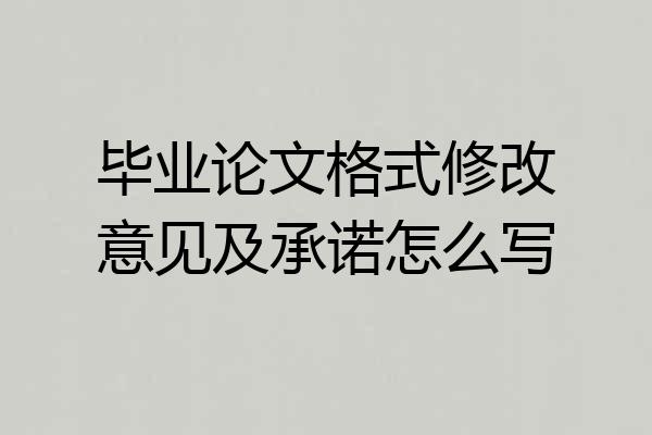 毕业论文格式修改意见及承诺怎么写