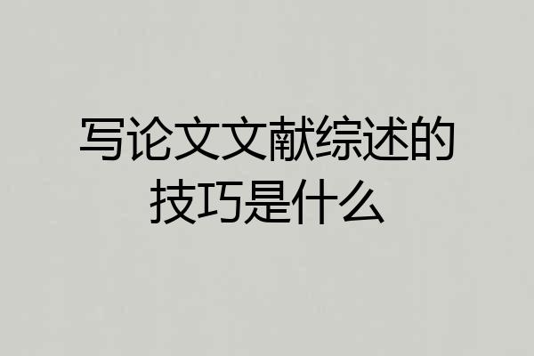 写论文文献综述的技巧是什么