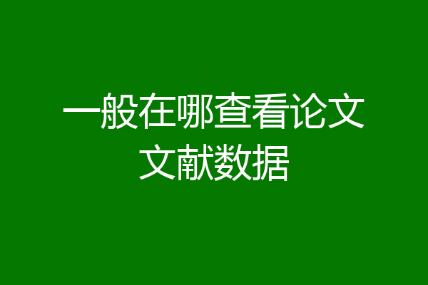 一般在哪查看论文文献数据