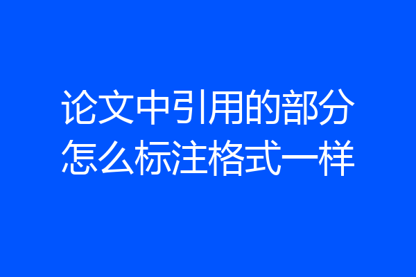 论文中引用的部分怎么标注格式一样