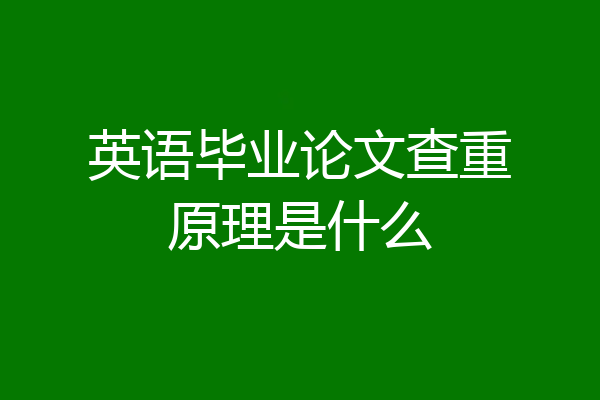英语毕业论文查重原理是什么