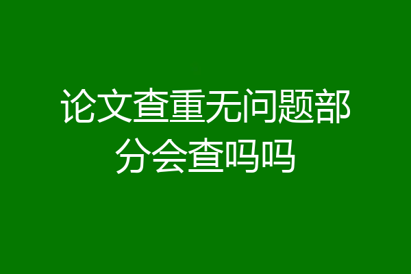 论文查重无问题部分会查吗吗