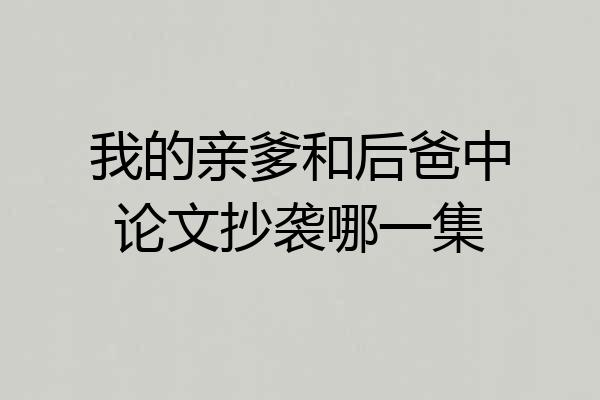 我的亲爹和后爸中论文抄袭哪一集