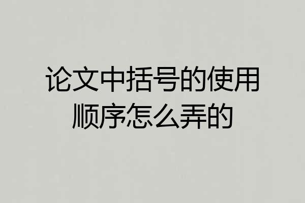 论文中括号的使用顺序怎么弄的