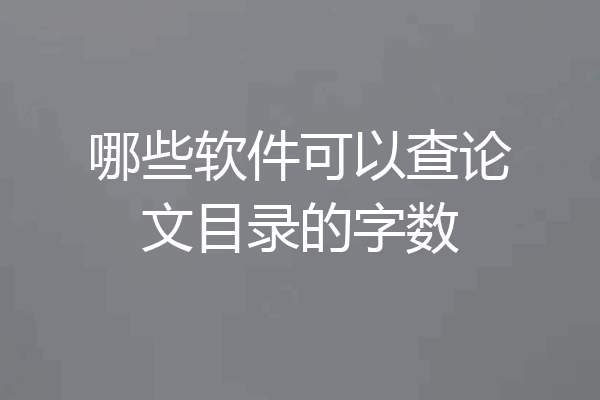 哪些软件可以查论文目录的字数