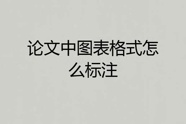 论文中图表格式怎么标注