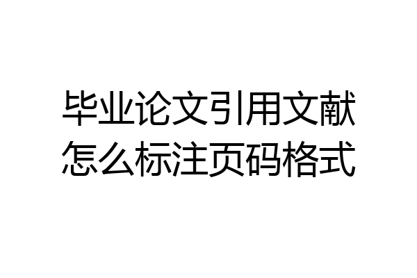 毕业论文引用文献怎么标注页码格式