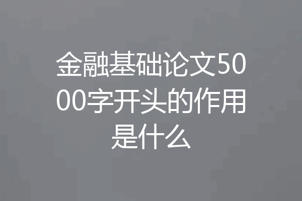金融基础论文5000字开头的作用是什么