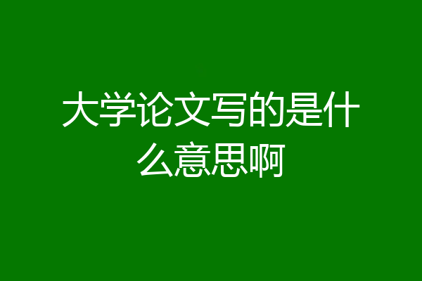 大学论文写的是什么意思啊